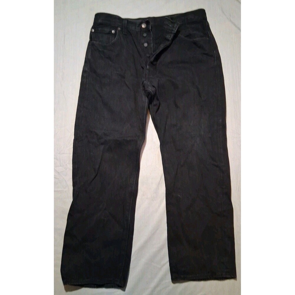 Levi's 501 Jeans Mens 36x30 Black Button Fly Straight Leg Denim Black Patch - Picture 2 of 6